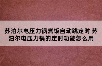 苏泊尔电压力锅煮饭自动跳定时 苏泊尔电压力锅的定时功能怎么用